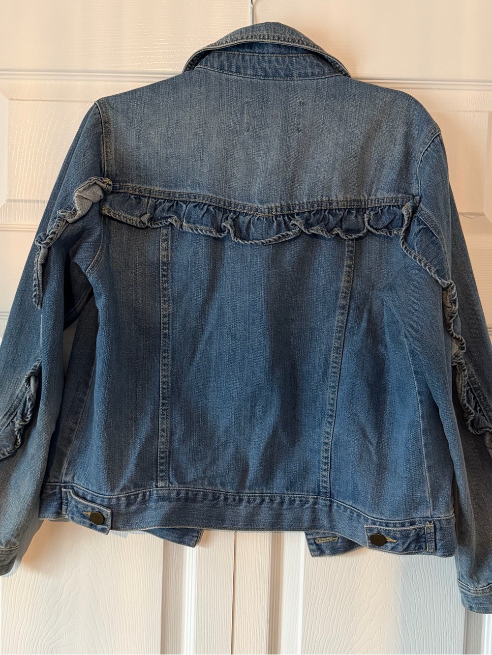 Who What Wear Ruffle-Trim Denim Jacket - Blue